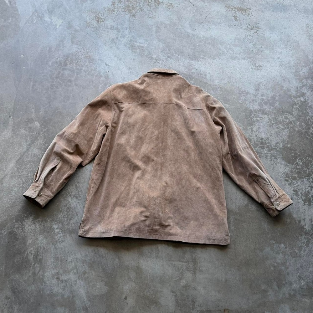 Vintage 90's mocha brown suede leather button up over shirt size XL perry ellis - Picture 6 of 7